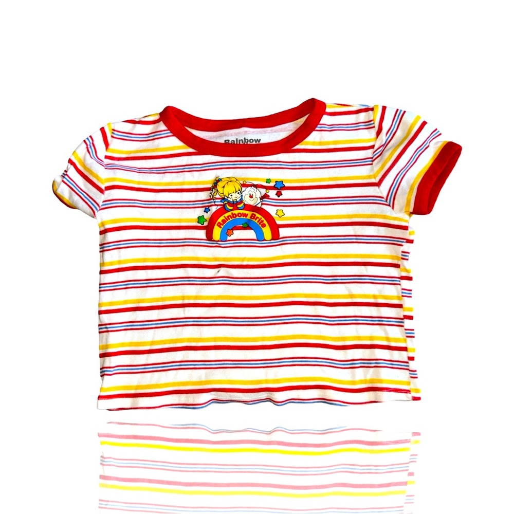 Rainbow Brite Striped Vintage Style Crop Top: Girls Size (14) GUC